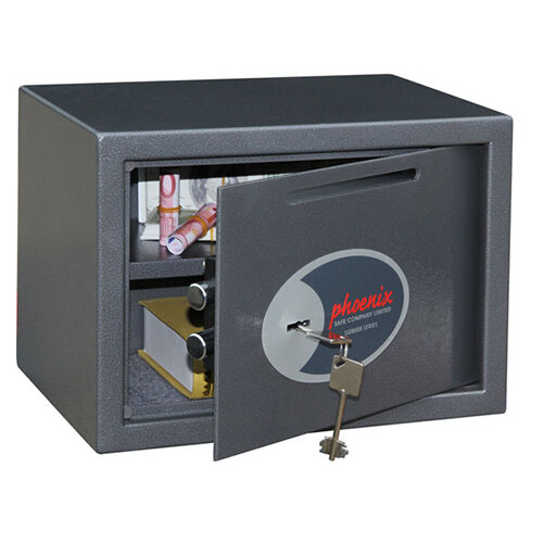 Phoenix Vela Deposit Home & Office SS0802KD Size 2 Security Safe with Key Lock Metalic Graphite 17L