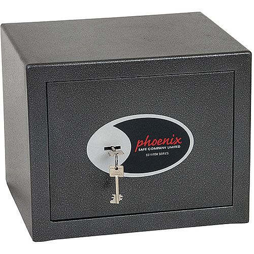 Phoenix Lynx SS1171K Size 1 Security Safe with Key Lock Metalic Graphite 11L