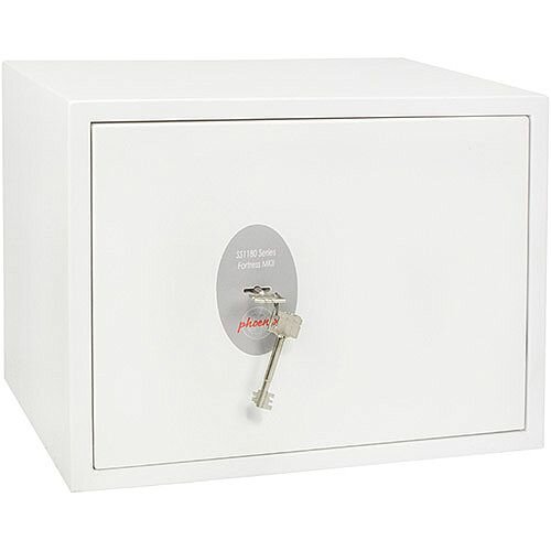 Phoenix Fortress SS1182K Size 2 S2 Security Safe with Key Lock White 24L