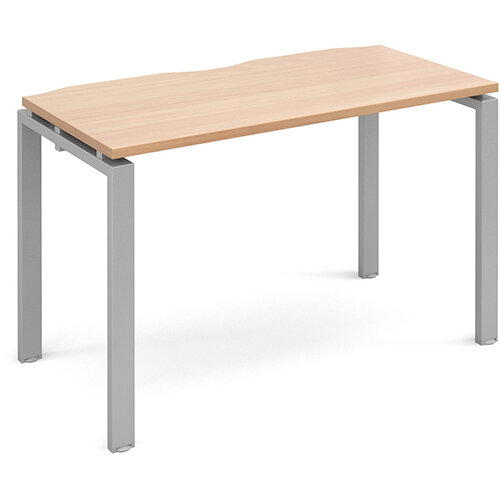 Adapt II single desk 1200mm x 600mm - silver frame, beech top