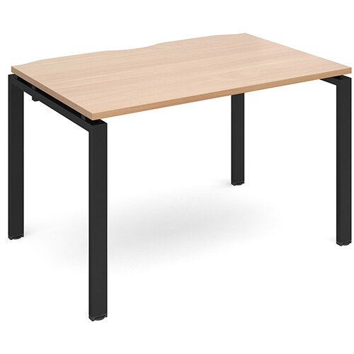 Adapt II single desk 1200mm x 800mm - black frame, beech top