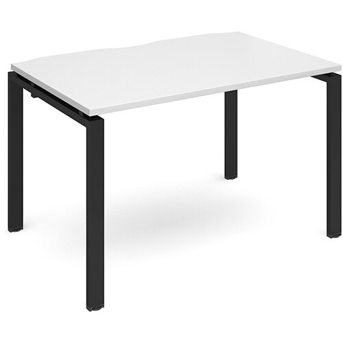 Adapt II single desk 1200mm x 800mm - black frame, white top