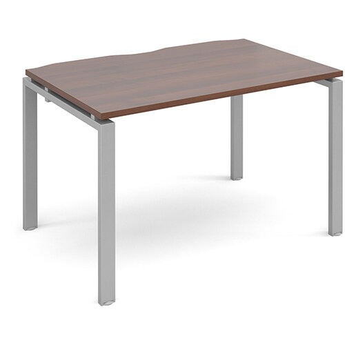 Adapt II single desk 1200mm x 800mm - silver frame, walnut top Adapt II single desk 1200mm x 800mm - silver frame, walnut top