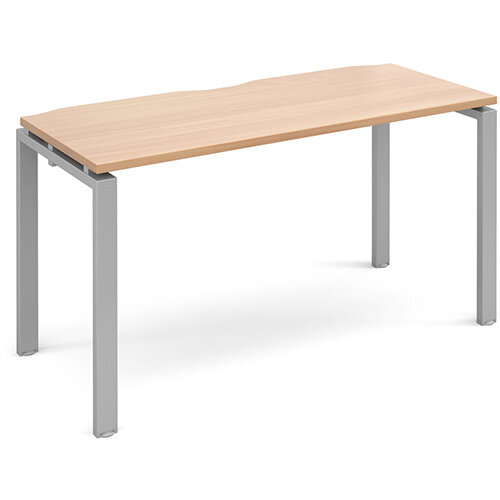 Adapt II single desk 1400mm x 600mm - silver frame, beech top