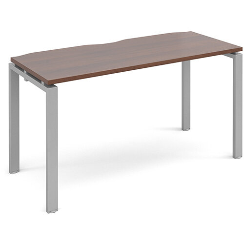 Adapt II single desk 1400mm x 600mm - silver frame, walnut top