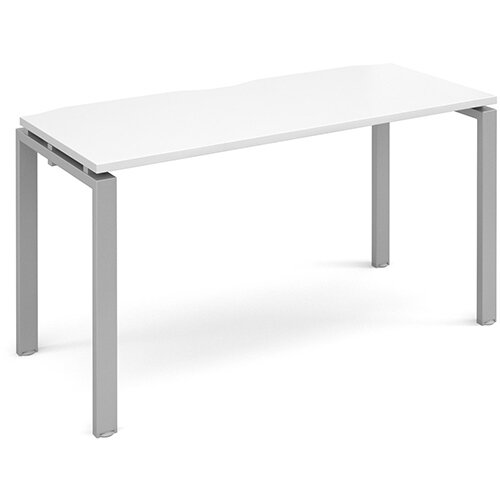 Adapt II single desk 1400mm x 600mm - silver frame, white top