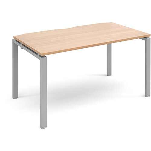 Adapt II single desk 1400mm x 800mm - silver frame, beech top