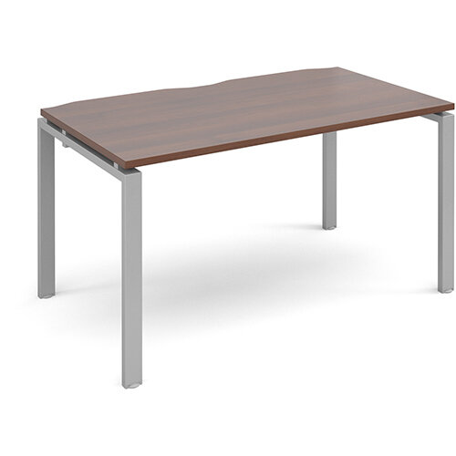 Adapt II single desk 1400mm x 800mm - silver frame, walnut top