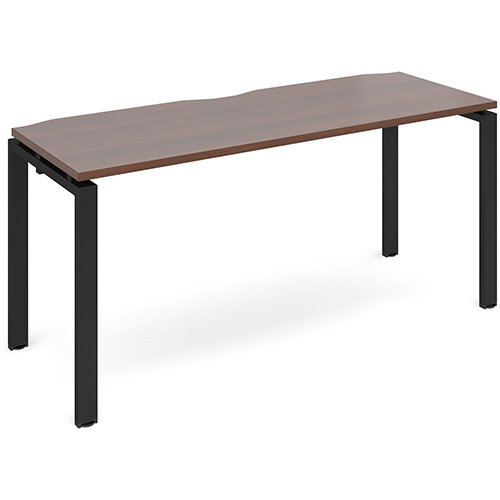 Adapt II single desk 1600mm x 600mm - black frame, walnut top