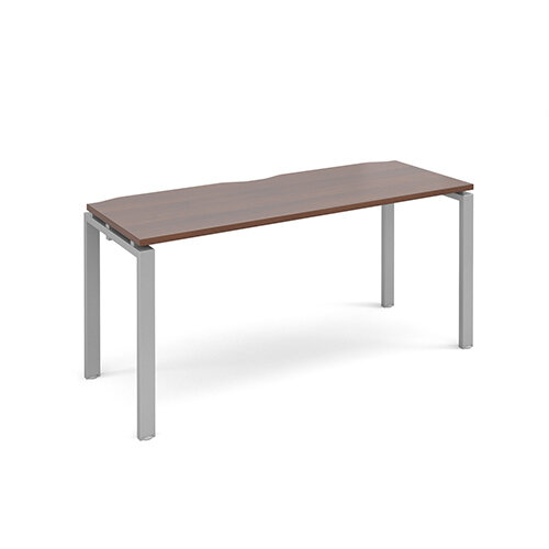 Adapt II single desk 1600mm x 600mm - silver frame, walnut top Adapt II single desk 1600mm x 600mm - silver frame, walnut top