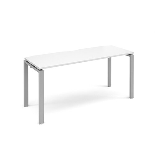 Adapt II single desk 1600mm x 600mm - silver frame, white top