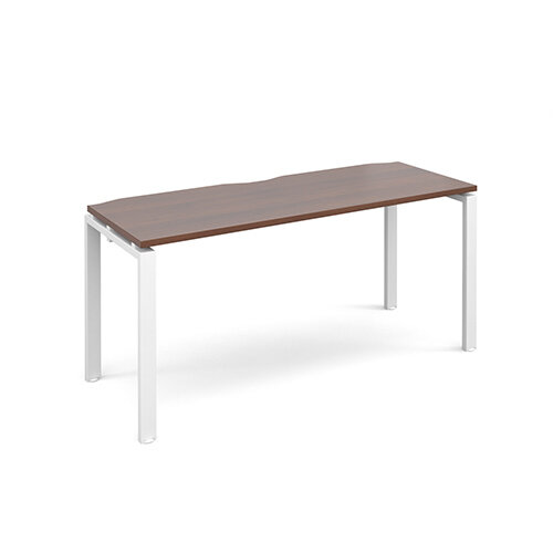 Adapt II single desk 1600mm x 600mm - white frame, walnut top Adapt II single desk 1600mm x 600mm - white frame, walnut top