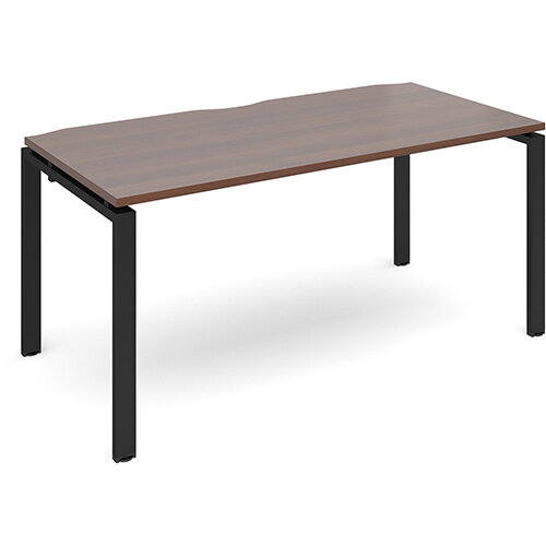 Adapt II single desk 1600mm x 800mm - black frame, walnut top