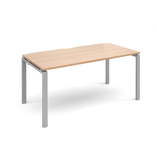 Adapt II single desk 1600mm x 800mm - silver frame, beech top Adapt II single desk 1600mm x 800mm - silver frame, beech top