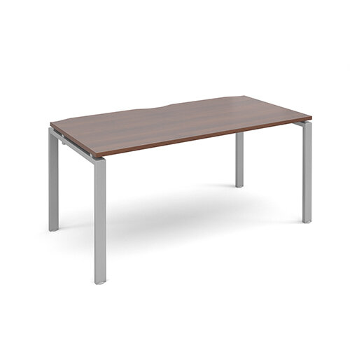 Adapt II single desk 1600mm x 800mm - silver frame, walnut top Adapt II single desk 1600mm x 800mm - silver frame, walnut top