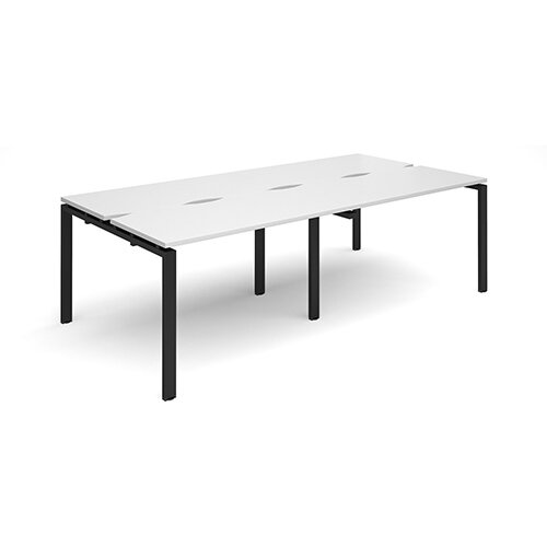 Adapt II double back to back desks 2400mm x 1200mm - black frame, white top Adapt II double back to back desks 2400mm x 1200mm - black frame, white top