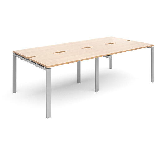Adapt II double back to back desks 2400mm x 1200mm - silver frame, beech top Adapt II double back to back desks 2400mm x 1200mm - silver frame, beech top