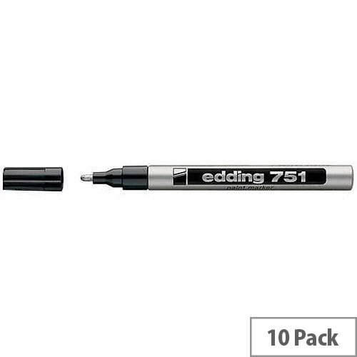 Edding 751 Silver Bullet Tip Paint Marker Pen Pack of 10 751-054 Edding 751 Silver Bullet Tip Paint Marker Pen Pack of 10 751-054