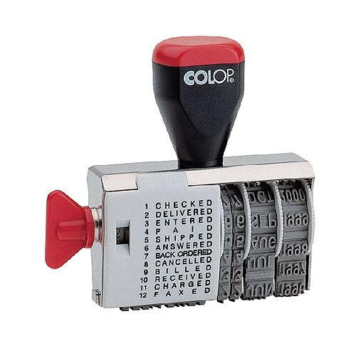 Colop 04000/WD Dial A Phrase Dater 04000WD - Rubber phrase and date stamp - For use with a separate stamp pad Colop 04000/WD Dial A Phrase Dater 04000WD - Rubber phrase and date stamp - For use with a separate stamp pad