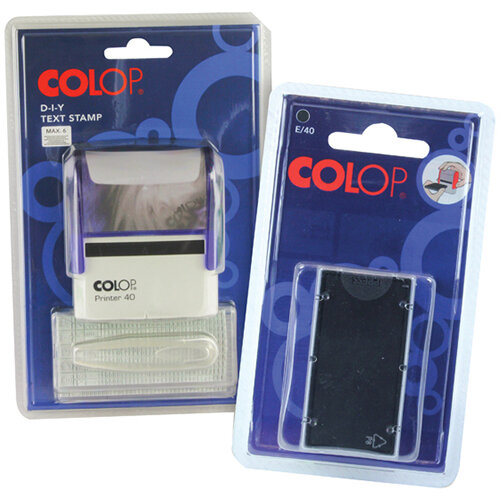 COLOP Printer 40/2 DIY Text Stamp FOC Pk2 E/40 Replacement Ink Pad Black EM813717