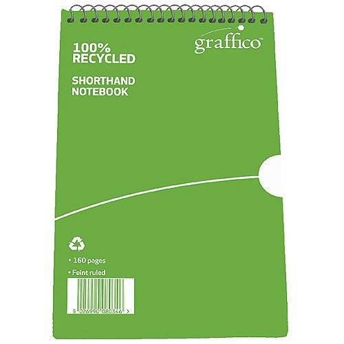 Graffico Recycled Shorthand Notebook Ruled 160 Pages 203 x 127mm 9100037 Graffico Recycled Shorthand Notebook Ruled 160 Pages 203 x 127mm 9100037