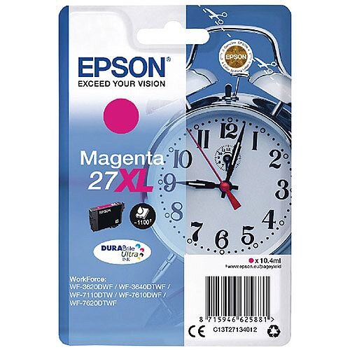 Epson Alarm Clock 27XL Magenta High Yield Inkjet Cartridge (Pack of 1) C13T27134010 C13T27134012