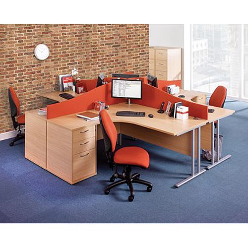 Wave Fabric Upholstered Office Desk Screen 1000mmx400mm/200mm - Charcoal