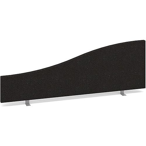 Wave Fabric Upholstered Office Desk Screen 1200mmx400mm/200mm - Charcoal Wave Fabric Upholstered Office Desk Screen 1200mmx400mm/200mm - Charcoal