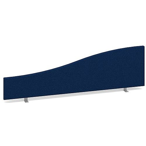 Wave Fabric Upholstered Office Desk Screen 1400mm/200mmx400mm/200mm - Blue Wave Fabric Upholstered Office Desk Screen 1400mm/200mmx400mm/200mm - Blue