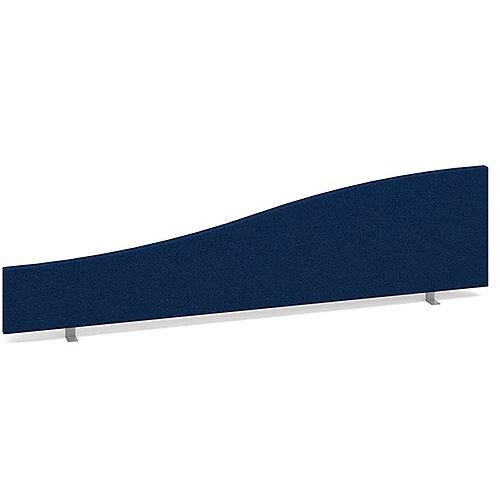 Wave Fabric Upholstered Office Desk Screen 1600mmx400mm/200mm - Blue Wave Fabric Upholstered Office Desk Screen 1600mmx400mm/200mm - Blue