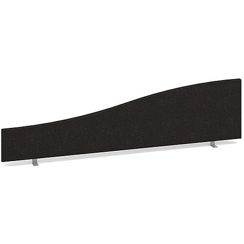 Wave Fabric Upholstered Office Desk Screen 1600mmx400mm/200mm - Charcoal Wave Fabric Upholstered Office Desk Screen 1600mmx400mm/200mm - Charcoal