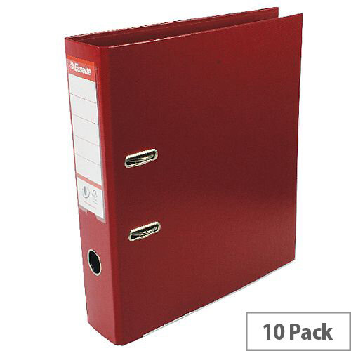 Esselte A4 Polypropylene 75mm Bordeaux Lever Arch File Pack of 10 48069