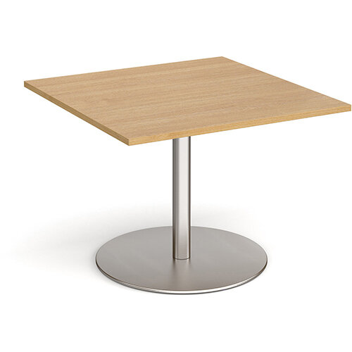 Eternal Square Boardroom Table Extension 1000mm x 1000mm - Brushed Steel Base & Oak Top