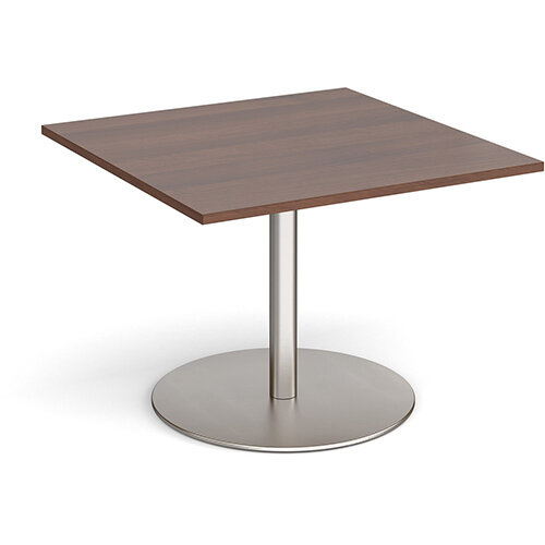 Eternal Square Boardroom Table Extension 1000mm x 1000mm - Brushed Steel Base & Walnut Top