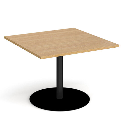 Eternal Square Boardroom Table Extension 1000mm x 1000mm - Black Base & Oak Top