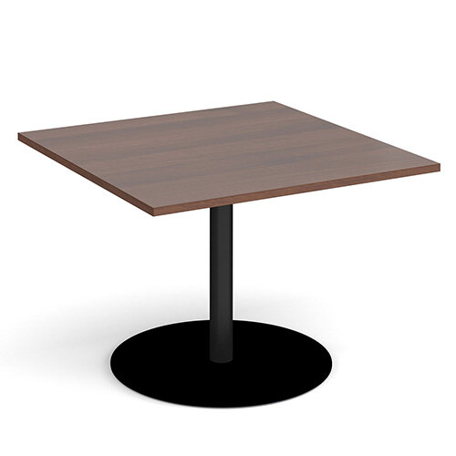 Eternal Square Boardroom Table Extension 1000mm x 1000mm - Black Base & Walnut Top