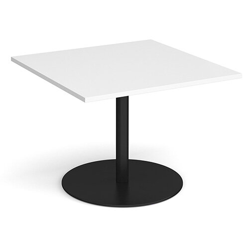 Eternal Square Boardroom Table Extension 1000mm x 1000mm - Black Base & White Top