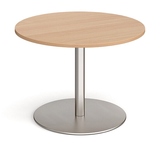 Eternal Circular Boardroom Table 1000mm - Brushed Steel Base & Beech Top