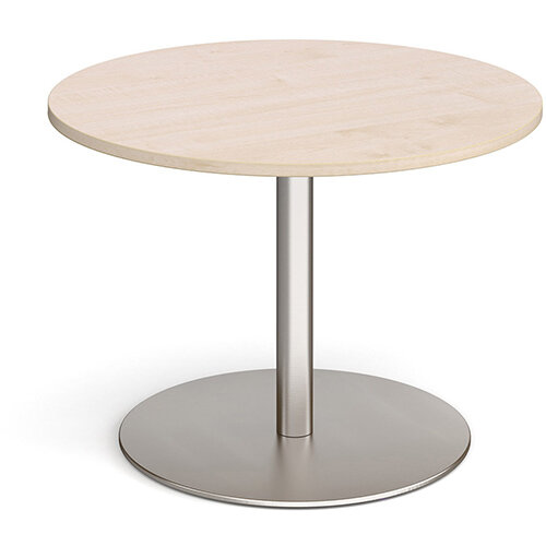 Eternal Circular Boardroom Table 1000mm - Brushed Steel Base &Maple Top Eternal Circular Boardroom Table 1000mm - Brushed Steel Base &Maple Top