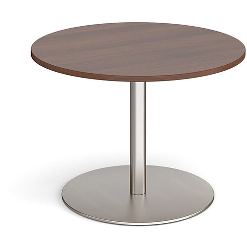 Eternal Circular Boardroom Table 1000mm - Brushed Steel Base &Walnut Top Eternal Circular Boardroom Table 1000mm - Brushed Steel Base &Walnut Top