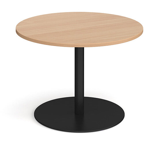 Eternal Circular Boardroom Table 1000mm - Black Base & Beech Top