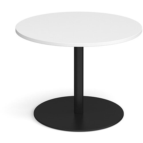 Eternal Circular Boardroom Table 1000mm - Black Base & White Top