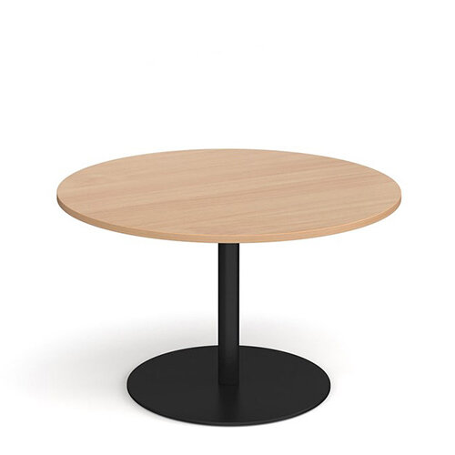 Eternal Circular Boardroom Table 1200mm - Black Base & Beech Top