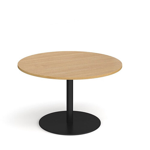 Eternal Circular Boardroom Table 1200mm - Black Base & Oak Top