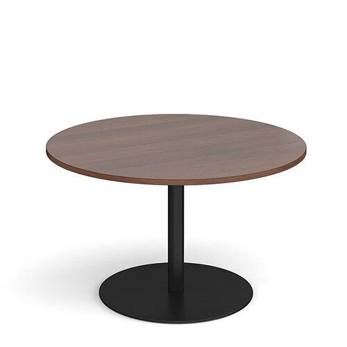 Eternal Circular Boardroom Table 1200mm - Black Base & Walnut Top