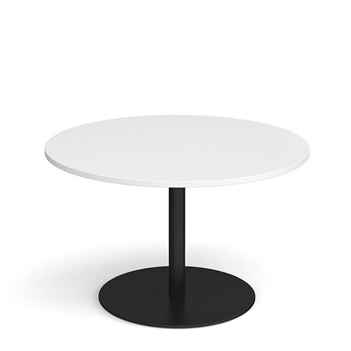 Eternal Circular Boardroom Table 1200mm - Black Base & White Top