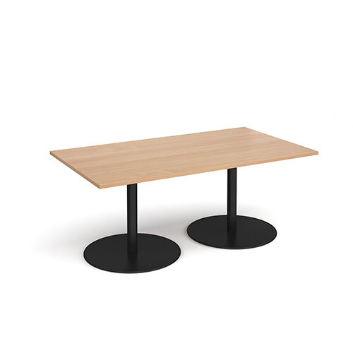 Eternal Rectangular Boardroom Table 1800mm x 1000mm - Black Base & Beech Top