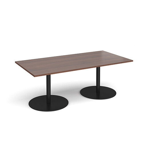 Eternal Rectangular Boardroom Table 2000mm x 1000mm - Black Base & Walnut Top