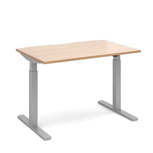 Elev8 Mono Height Adjustable Rectangular Sit-Stand Office Desk 1200mmx800mm With Silver Frame &Beech Top Elev8 Mono Height Adjustable Rectangular Sit-Stand Office Desk 1200mmx800mm With Silver Frame &Beech Top