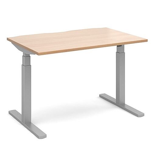 Elev8 Touch Height Adjustable Rectangular Sit-Stand Office Desk 1200mmx800mm With Silver Frame &Beech Top Elev8 Touch Height Adjustable Rectangular Sit-Stand Office Desk 1200mmx800mm With Silver Frame &Beech Top